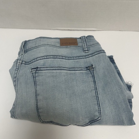 Judy Blue‎ Tie Dye Light Wash Denim Jean Shorts Size Large Style #150053 Raw Hem - Picture 1 of 5